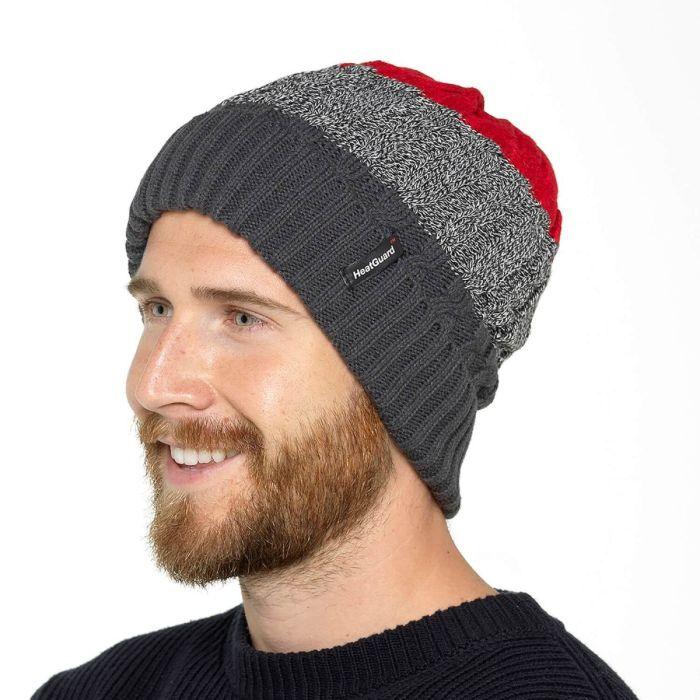 Men's Stripe Fleece Lined Heatguard Beanie Hat - Cloud Nine Stores