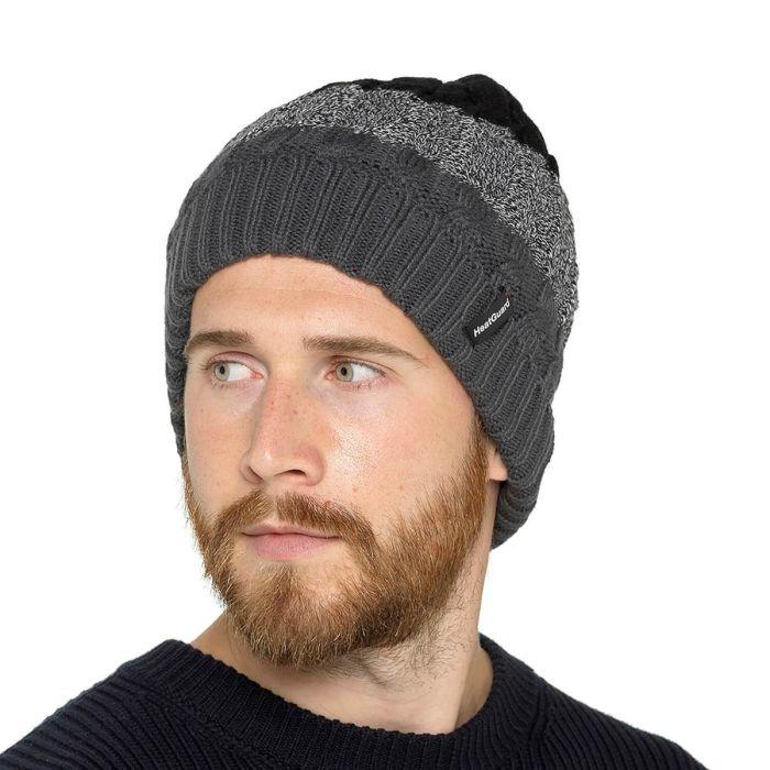 Men's Stripe Fleece Lined Heatguard Beanie Hat - Cloud Nine Stores