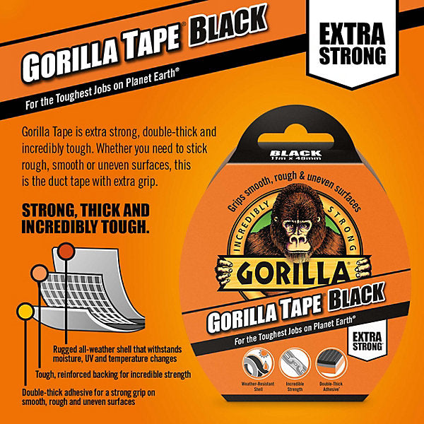 Gorilla Black Duct Tape (L)11m (W)48mm Cloud Nine Stores