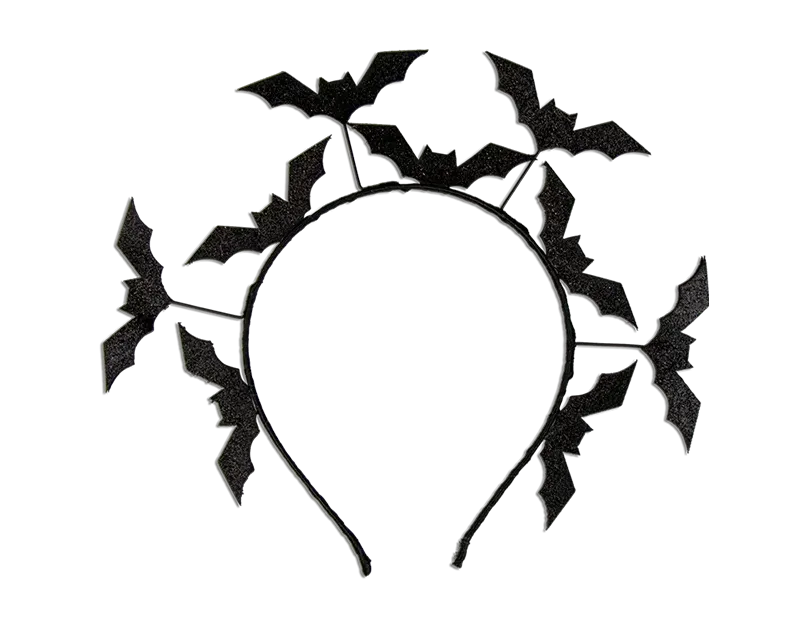 Black Glitter Bat Headband