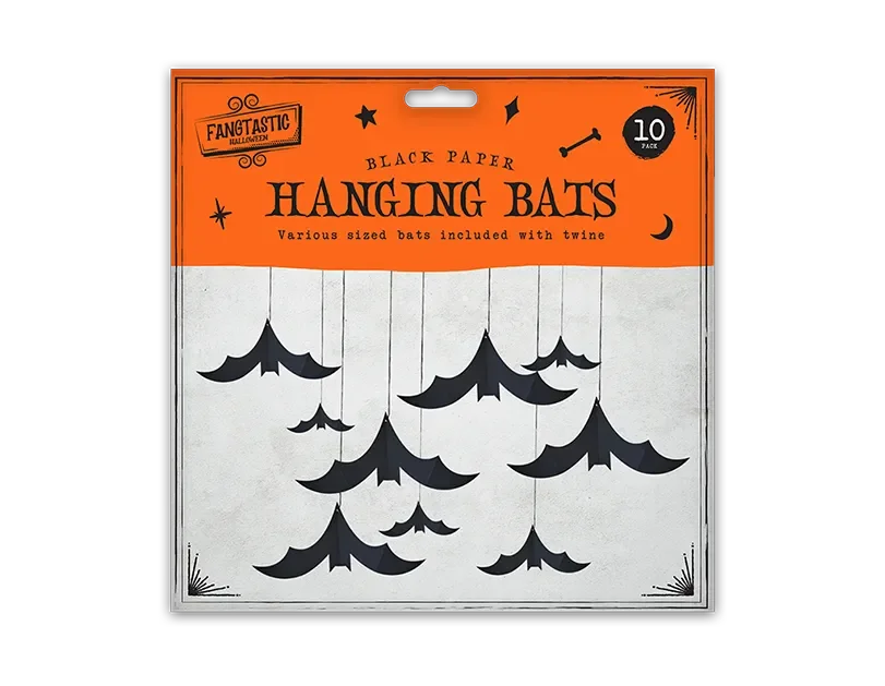 Halloween Hanging Bat Paper Decorations 10pk - Cloud Nine Stores