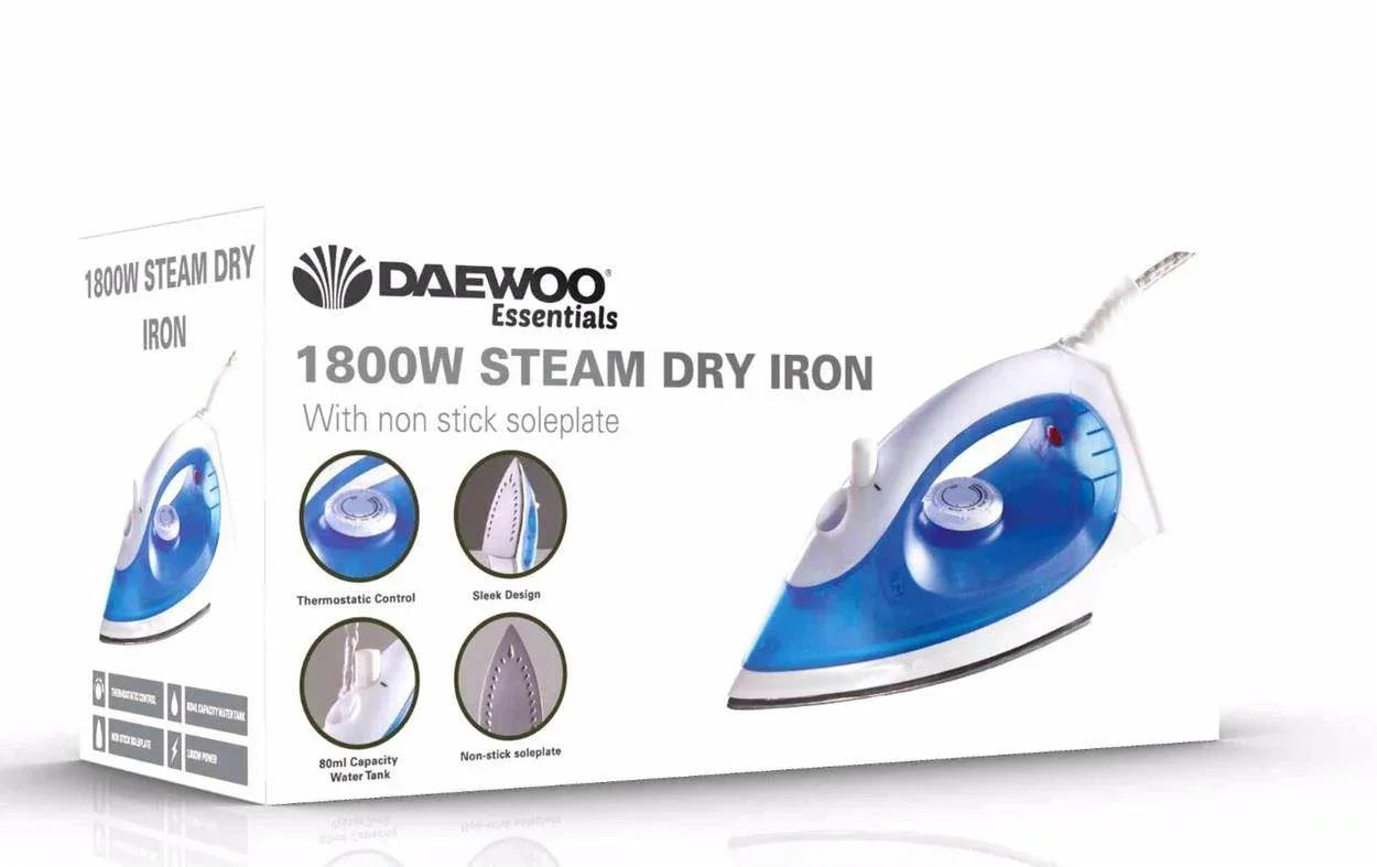 Daewoo SDA2586GE 1800W Steam Dry Iron - Cloud Nine Stores