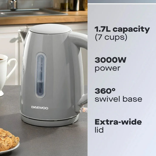 Daewoo Grey Kensington 1.7L 3KE Rapid Boil Jug Kettle