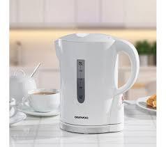 Daewoo White Plastic Cordless Kettle with Chrome Band
