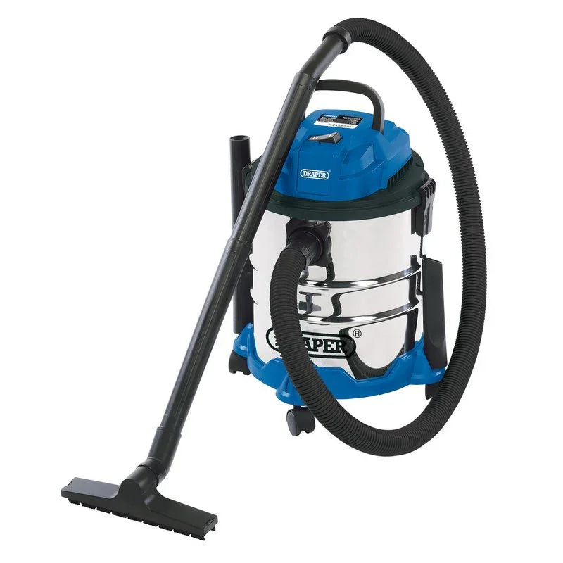 DRAPER 230V WET AND DRY VACUUM CLEANER WITH STAINLESS STEEL TANK, 20L, 1250W - Cloud Nine Stores