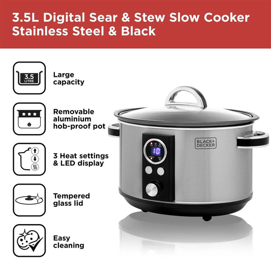 Black & Decker Digital Slow Cooker 3.5ltr BXSC16044GB