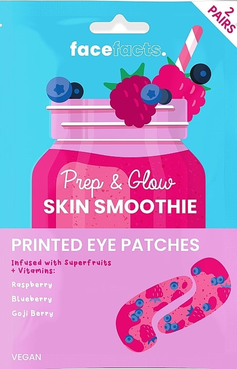 6 x FACE FACTS PRINTED EYE PATCHES PREP & GLOW (2 PAIRS) Cloud Nine Stores