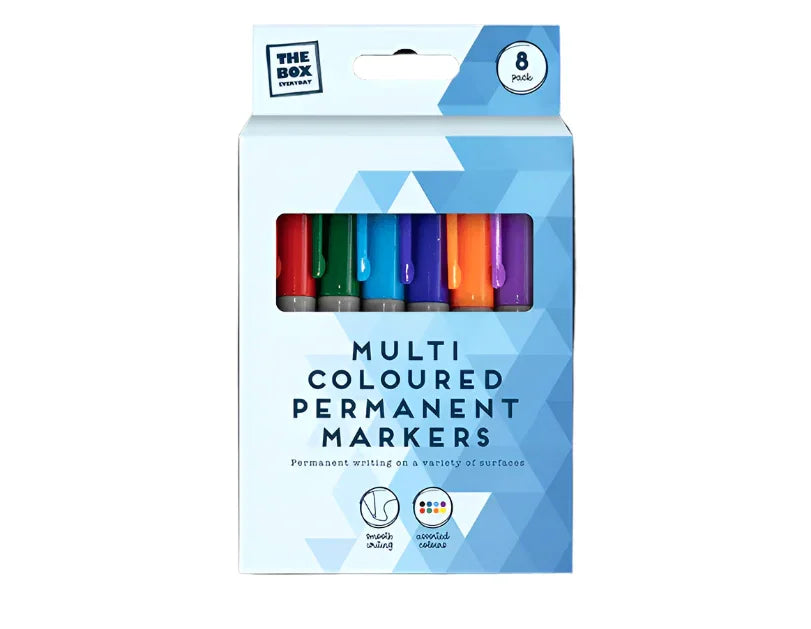 Multicoloured Permanent Markers 8pk - Cloud Nine Stores