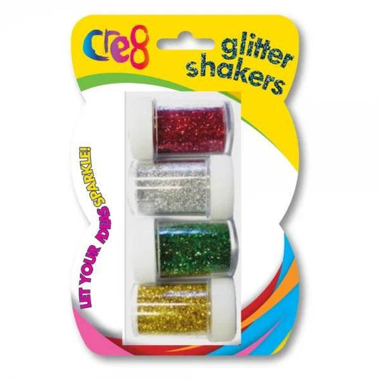 Cre8 Glitter Shakers (Red/Green/Gold/Silver) 4pk - Cloud Nine Stores
