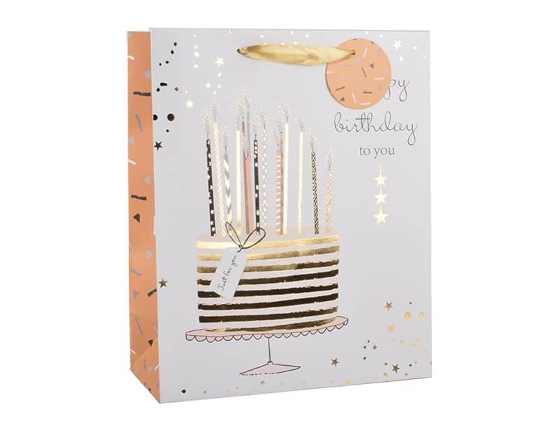 Womens Foiled Birthday Cake Large Gift Bag 30x42x12cm - Cloud Nine Stores