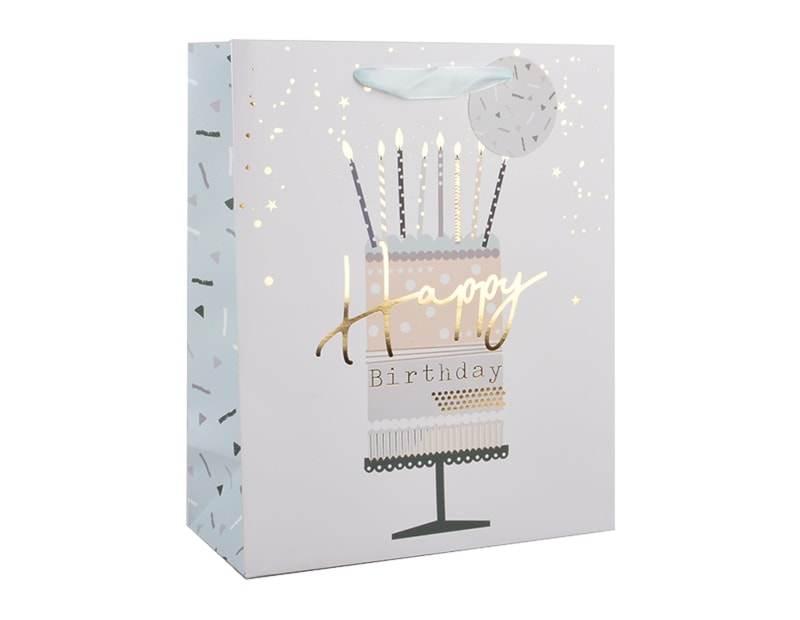 Womens Foiled Birthday Cake Large Gift Bag 30x42x12cm - Cloud Nine Stores