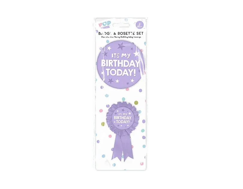 Pastel Birthday Party Badge Set - 2 Piece - Cloud Nine Stores