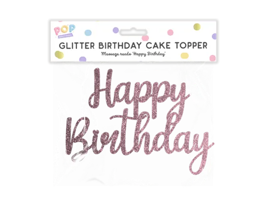 Pastel Glitter Happy Birthday Cake Topper