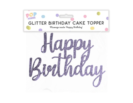 Pastel Glitter Happy Birthday Cake Topper Cloud Nine Stores