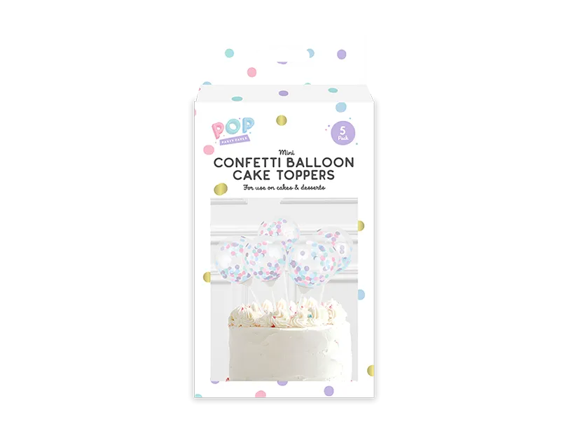 Pastel Mini Confetti Balloon Cake Toppers 5pk