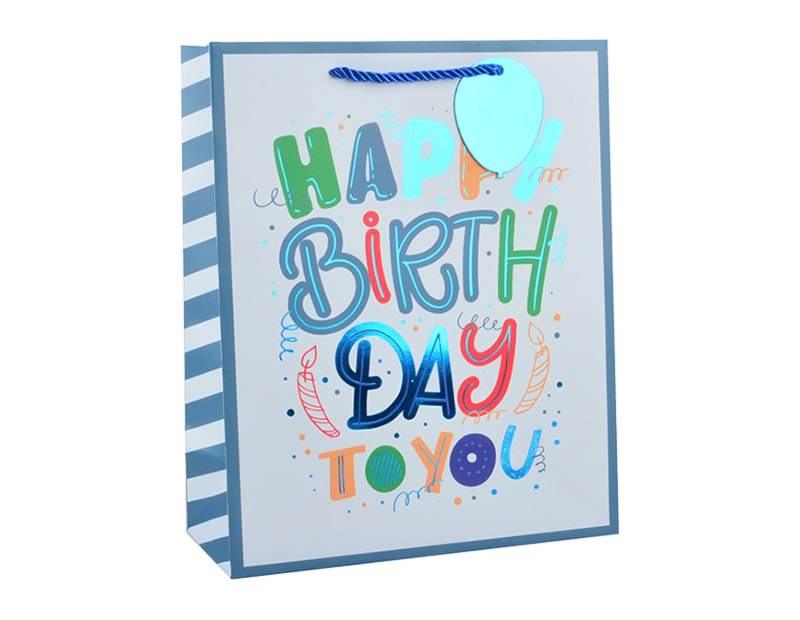 Boys Foiled Happy Birthday Large Gift Bag 30x42x12cm - Cloud Nine Stores