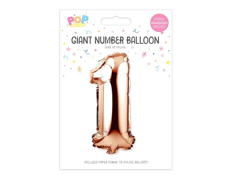 Rose Gold Foil Number Balloon 65cm - Cloud Nine Stores