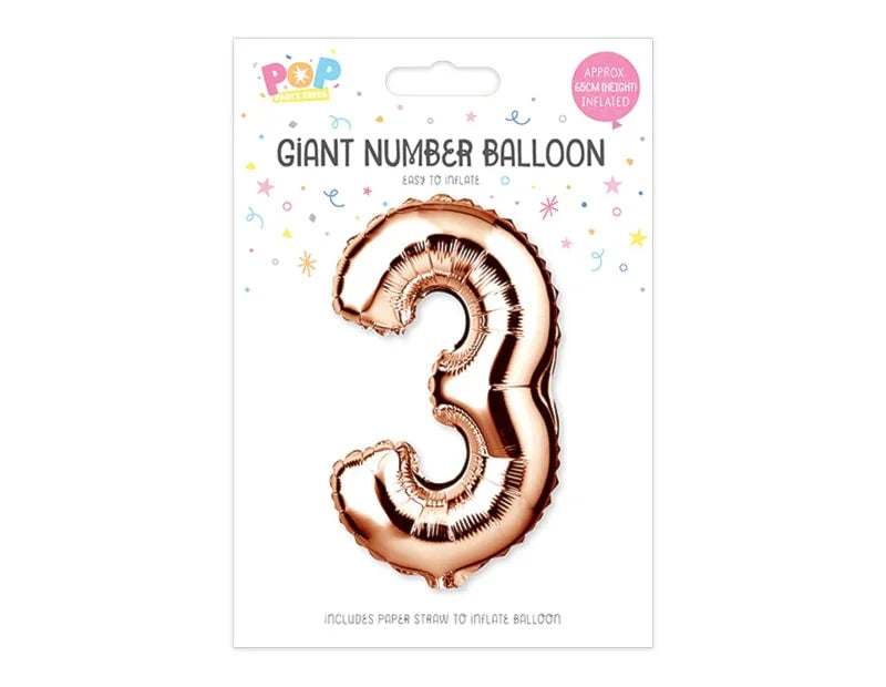 Rose Gold Foil Number Balloon 65cm - Cloud Nine Stores