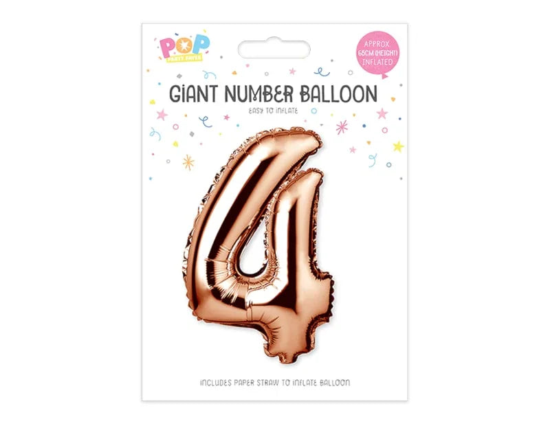 Rose Gold Foil Number Balloon 65cm - Cloud Nine Stores
