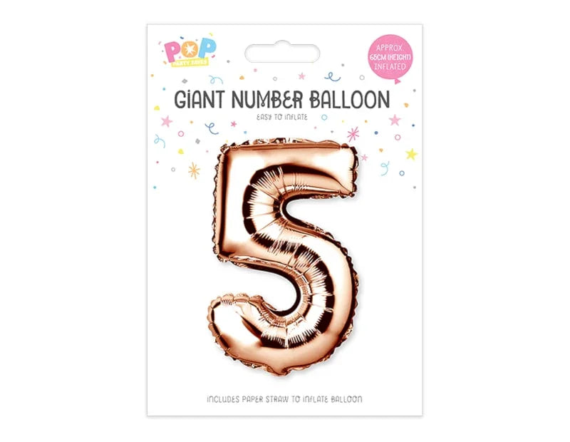 Rose Gold Foil Number Balloon 65cm - Cloud Nine Stores