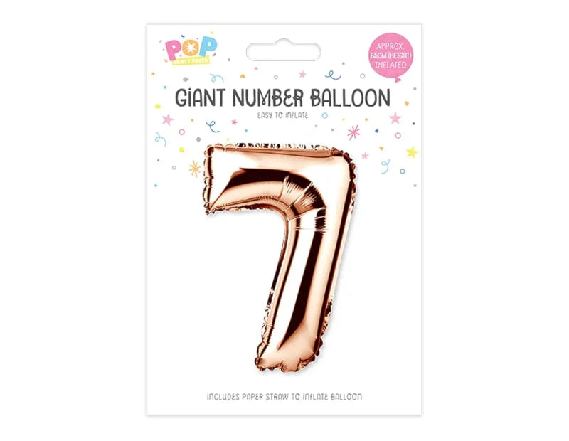 Rose Gold Foil Number Balloon 65cm - Cloud Nine Stores