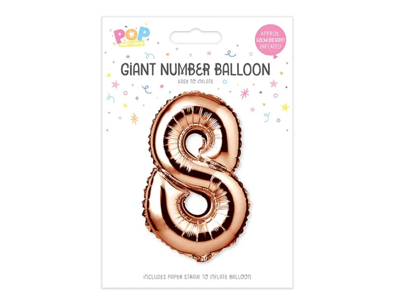 Rose Gold Foil Number Balloon 65cm - Cloud Nine Stores