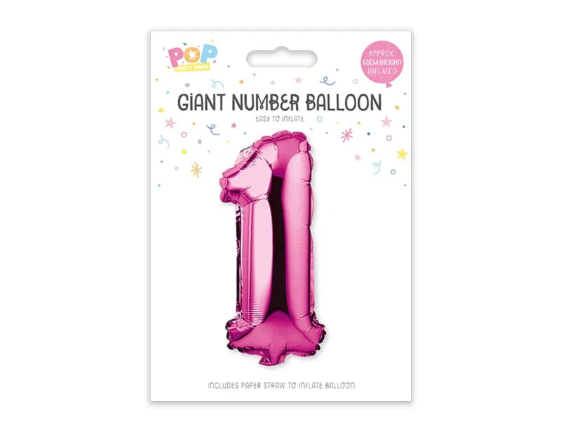 Pink Foil Number Balloon 65cm - Cloud Nine Stores