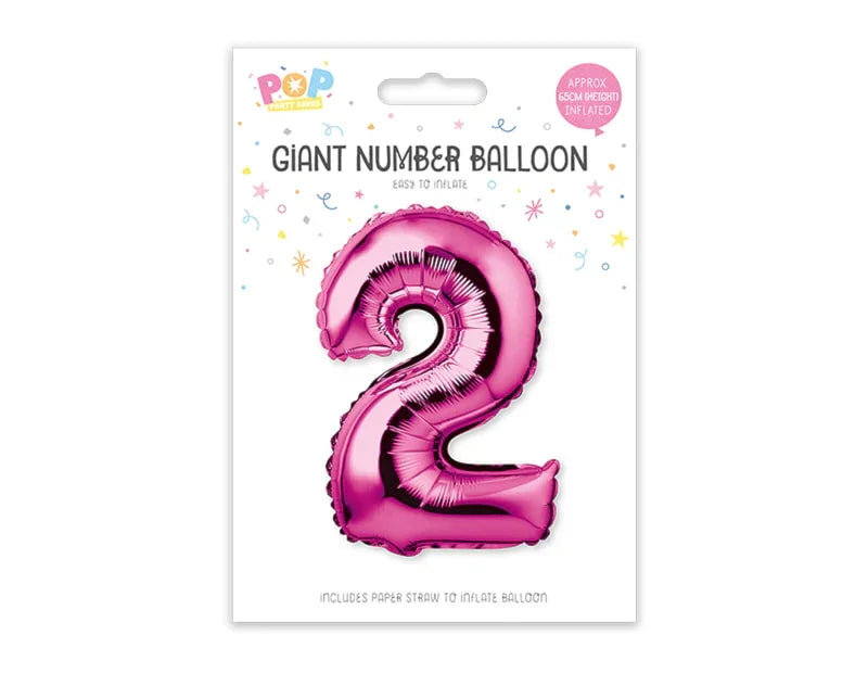 Pink Foil Number Balloon 65cm - Cloud Nine Stores