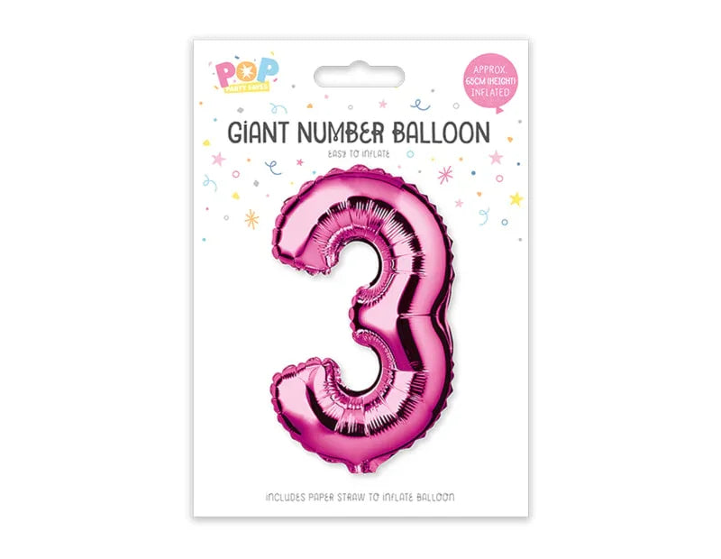 Pink Foil Number Balloon 65cm - Cloud Nine Stores