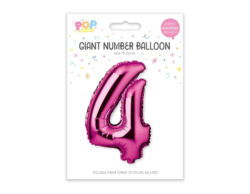 Pink Foil Number Balloon 65cm - Cloud Nine Stores