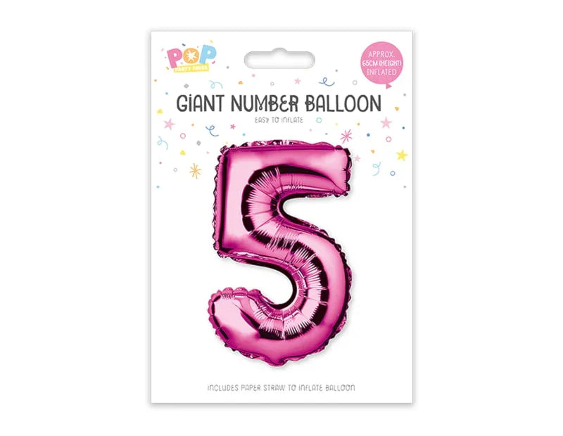 Pink Foil Number Balloon 65cm - Cloud Nine Stores