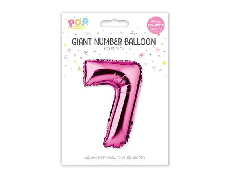 Pink Foil Number Balloon 65cm - Cloud Nine Stores