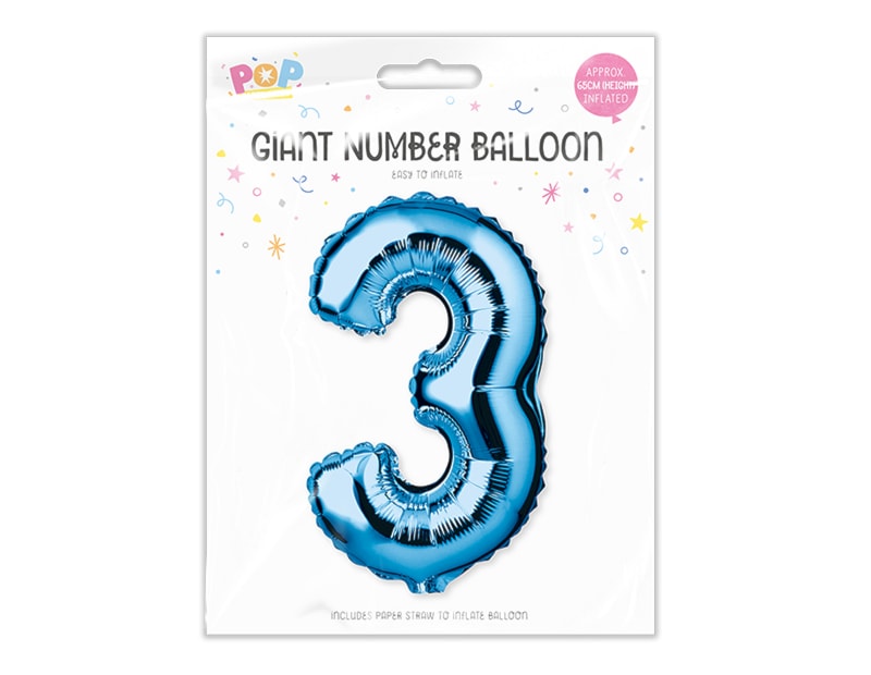 Blue Foil Number Balloon 65cm - Cloud Nine Stores