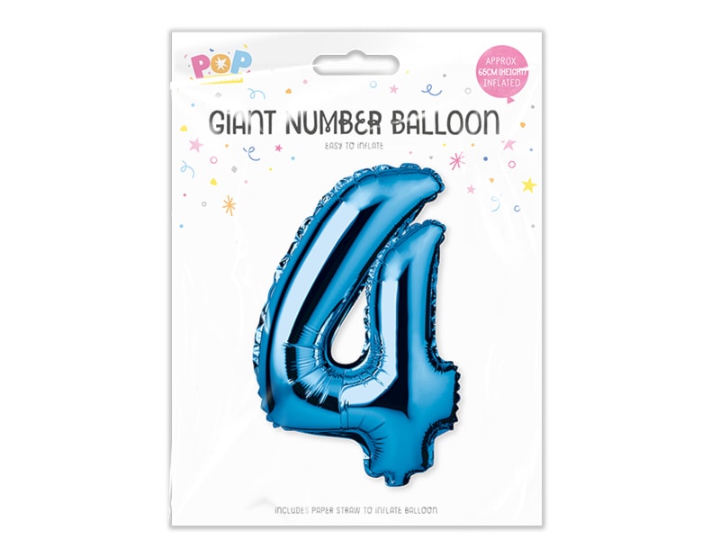 Blue Foil Number Balloon 65cm - Cloud Nine Stores