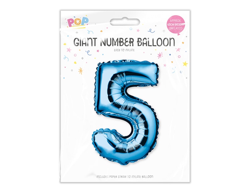 Blue Foil Number Balloon 65cm - Cloud Nine Stores