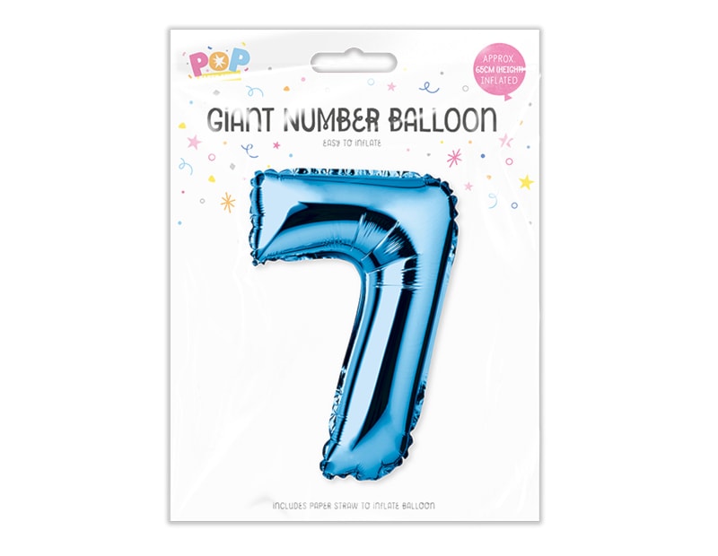 Blue Foil Number Balloon 65cm - Cloud Nine Stores