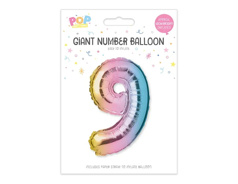 Multicoloured Foil Number Balloon 65cm - Cloud Nine Stores