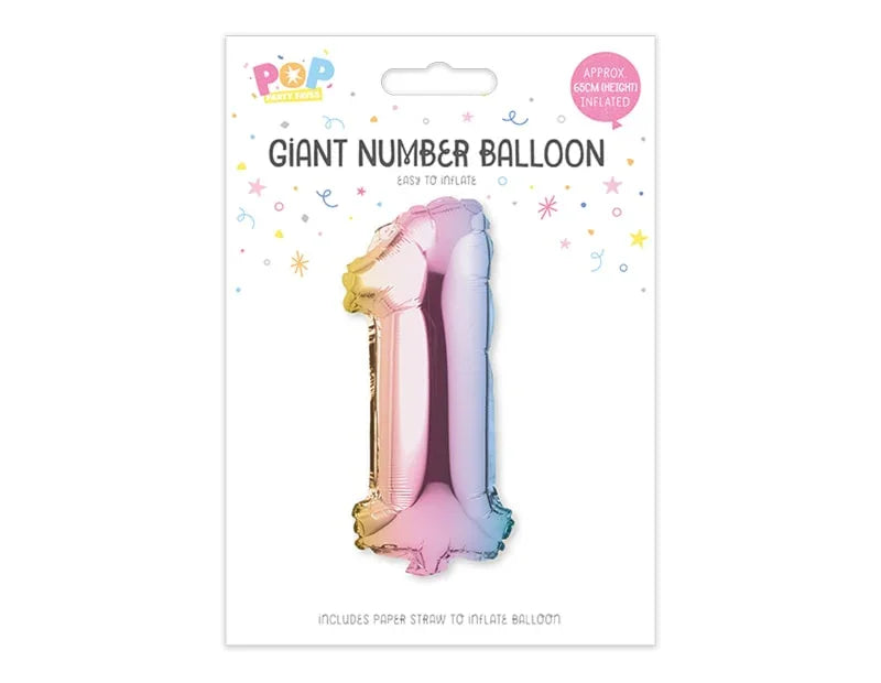 Multicoloured Foil Number Balloon 65cm - Cloud Nine Stores