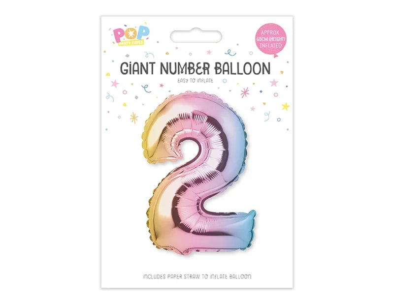 Multicoloured Foil Number Balloon 65cm - Cloud Nine Stores