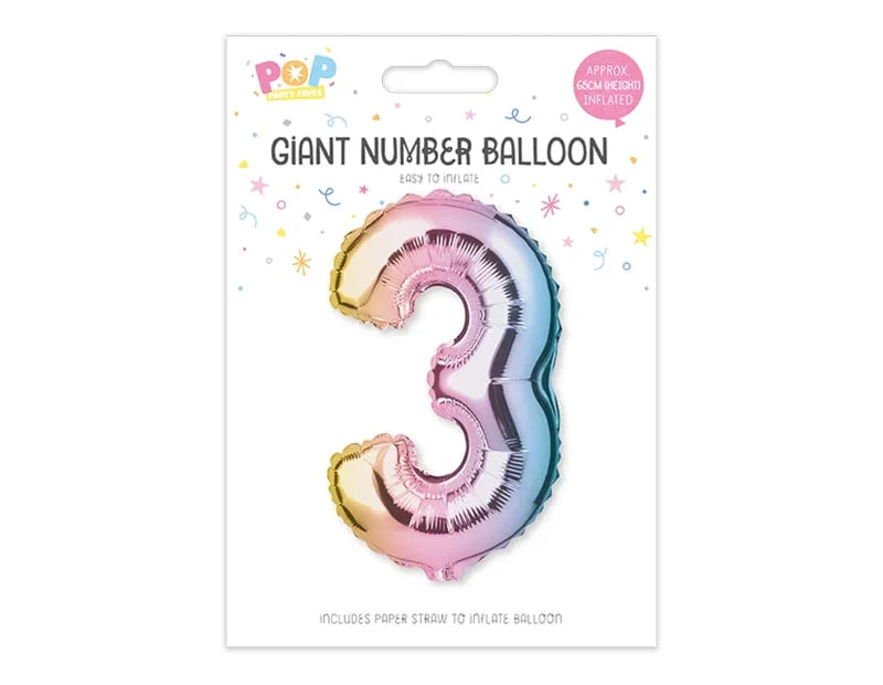 Multicoloured Foil Number Balloon 65cm - Cloud Nine Stores