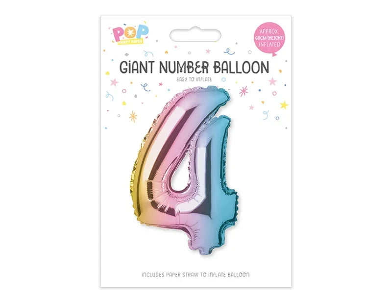 Multicoloured Foil Number Balloon 65cm - Cloud Nine Stores