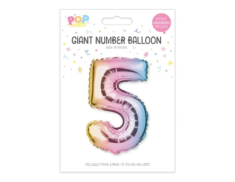 Multicoloured Foil Number Balloon 65cm - Cloud Nine Stores