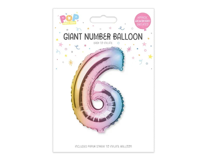 Multicoloured Foil Number Balloon 65cm - Cloud Nine Stores