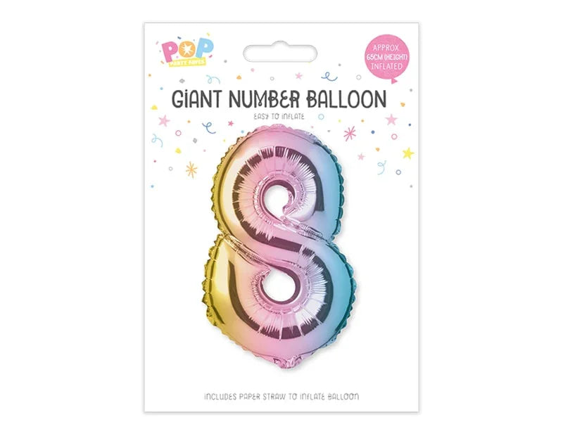 Multicoloured Foil Number Balloon 65cm - Cloud Nine Stores