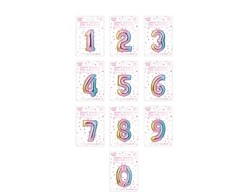 Multicoloured Foil Number Balloon 65cm - Cloud Nine Stores