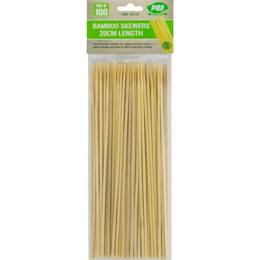 Bamboo Skewers 20cm - 100 Pack - Cloud Nine Stores