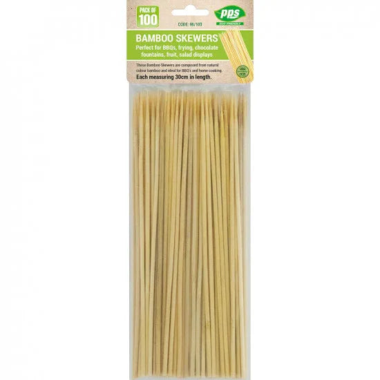 Bamboo Skewers 30cm - 100 Pack - Cloud Nine Stores