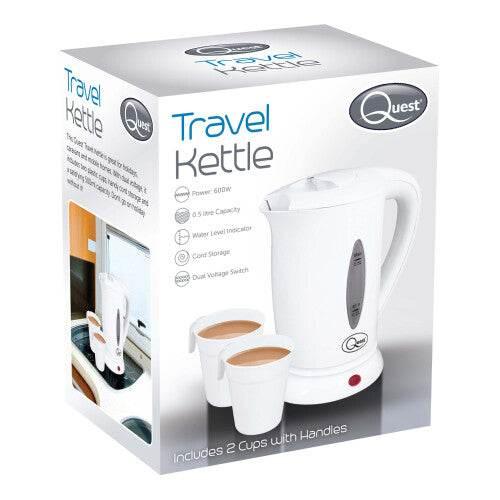 Quest 35440 0.5 Litre Compact Electric Travel Kettle / 600 W / White - Cloud Nine Stores