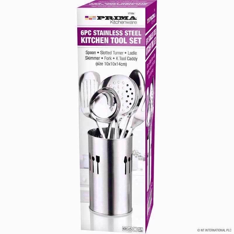 PRIMA UTENSIL SET WITH CADDY STAINLESS STEEL 6PCS - Cloud Nine Stores
