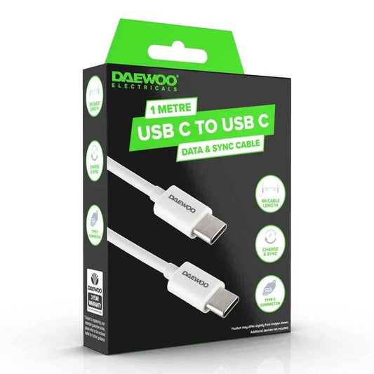 DAEWOO 1 METRE USB-C TO USB-C CABLE 1A - Cloud Nine Stores